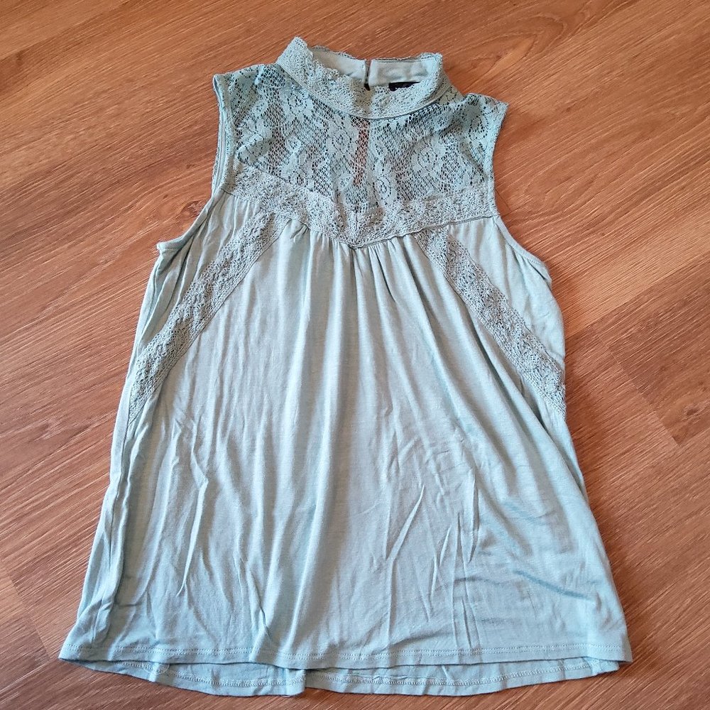 Mint green lace tank top
